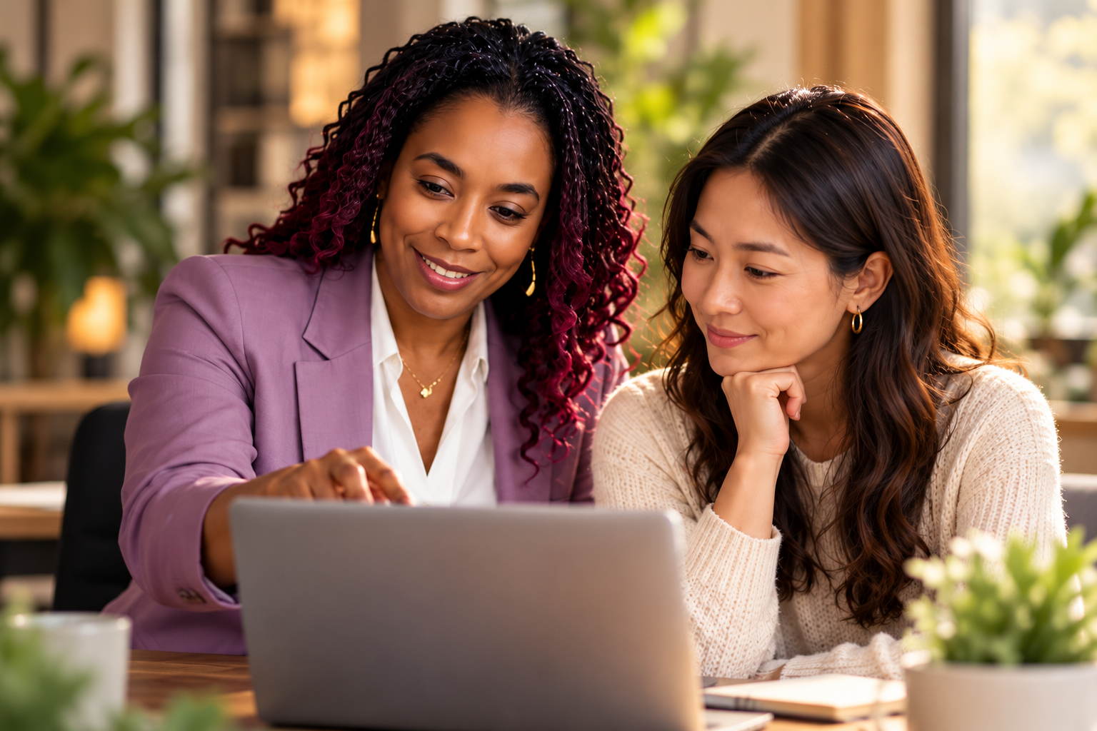Two professional women collaborating
