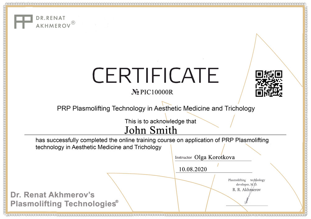 PRP Gel Therapy Certification Training