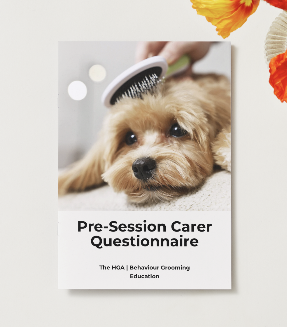 A lady holding The HGA Pre-Grooming Questionnaire