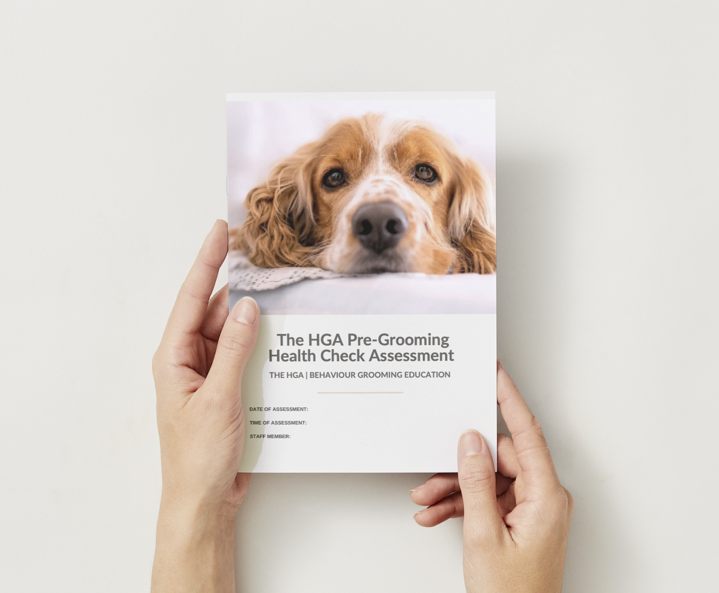 person holding the HGA pre-grooming health check assessment form