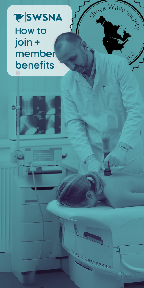 image of a shockwave therapy provider during treatment and text 