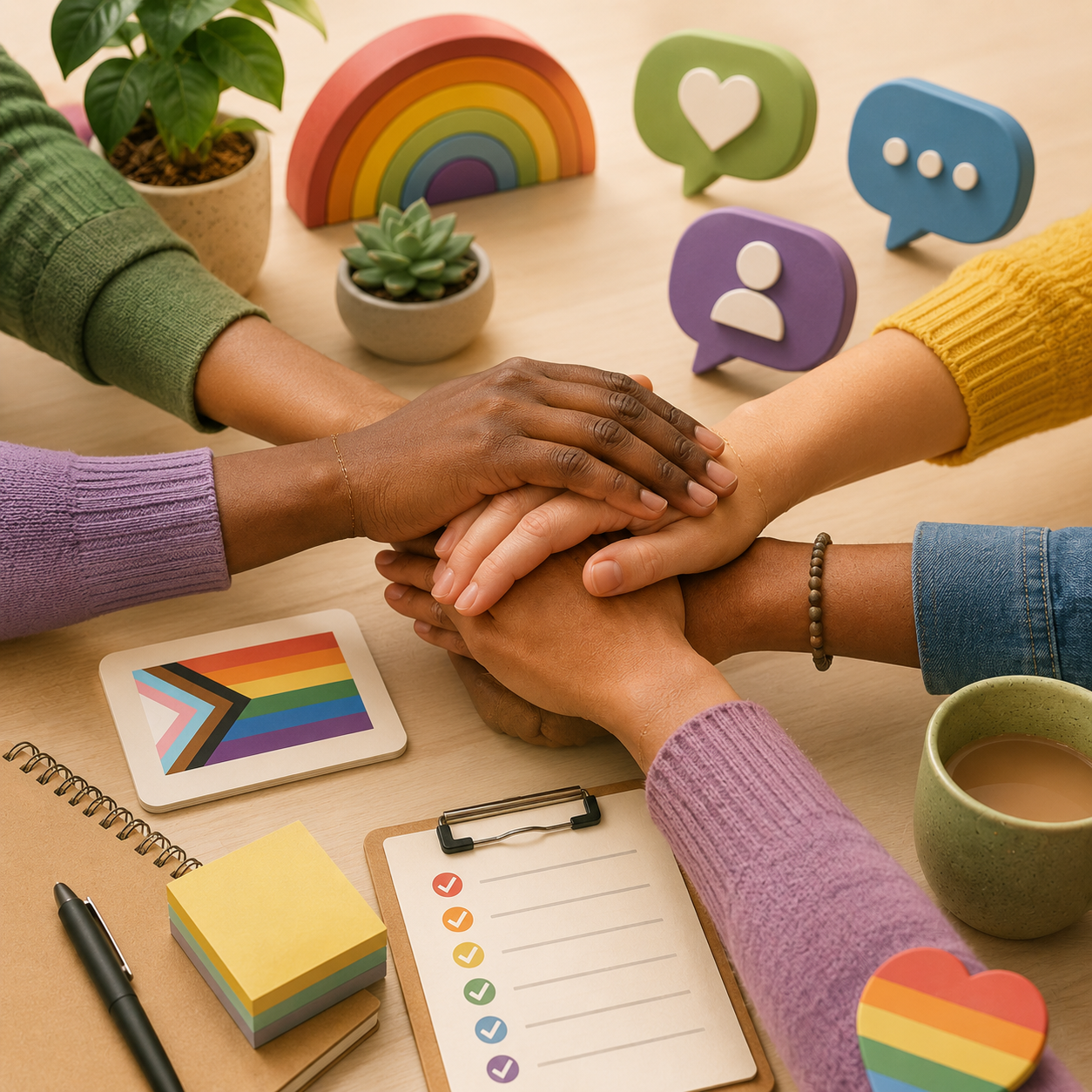Collaborative hands and inclusive workspace