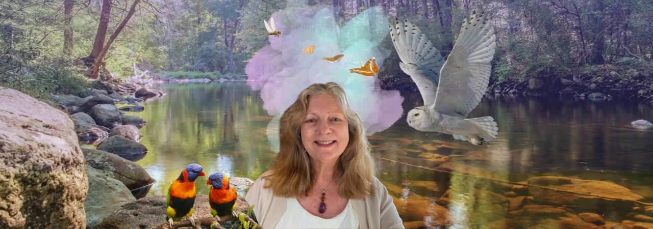 butterflies and birds on lake background