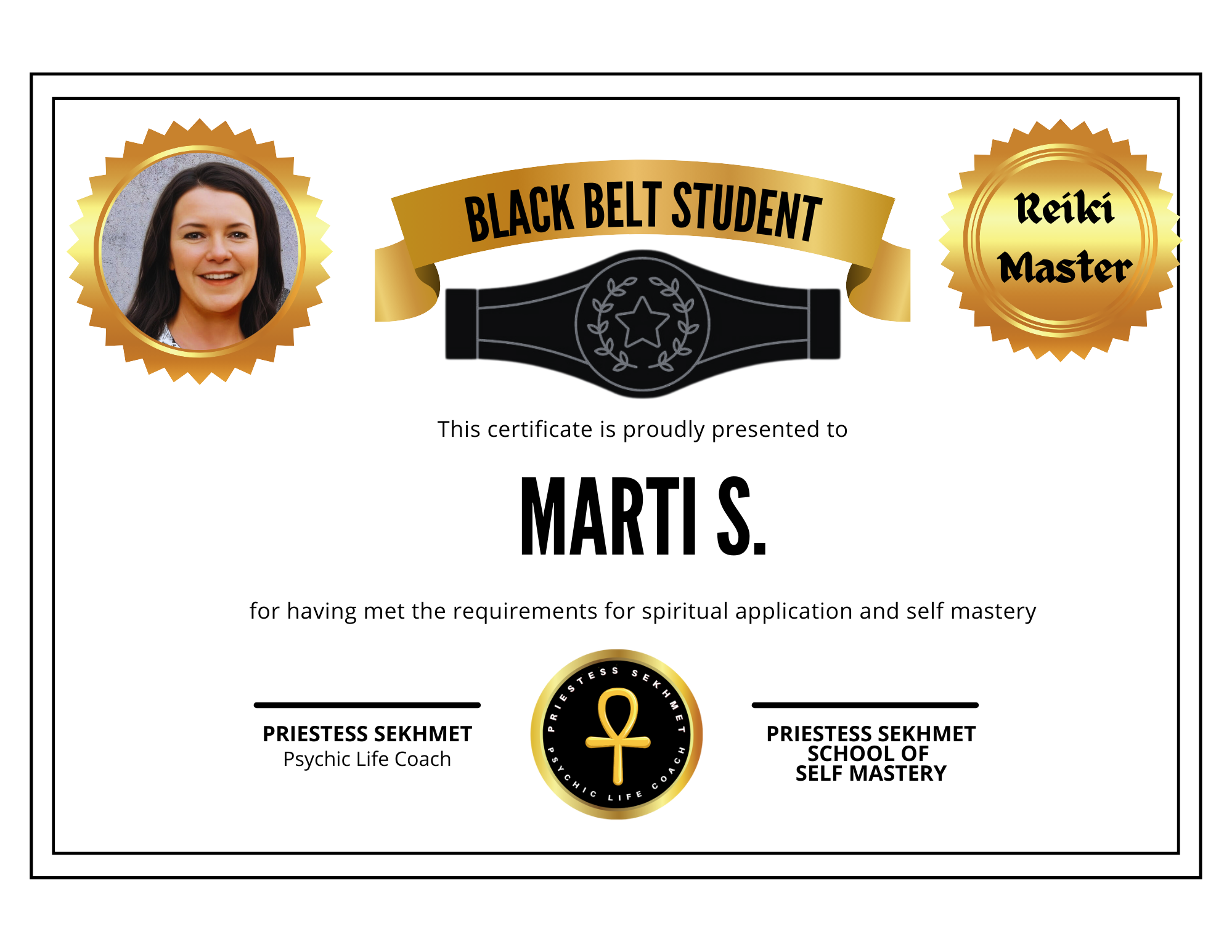 marti s black belt student certificate