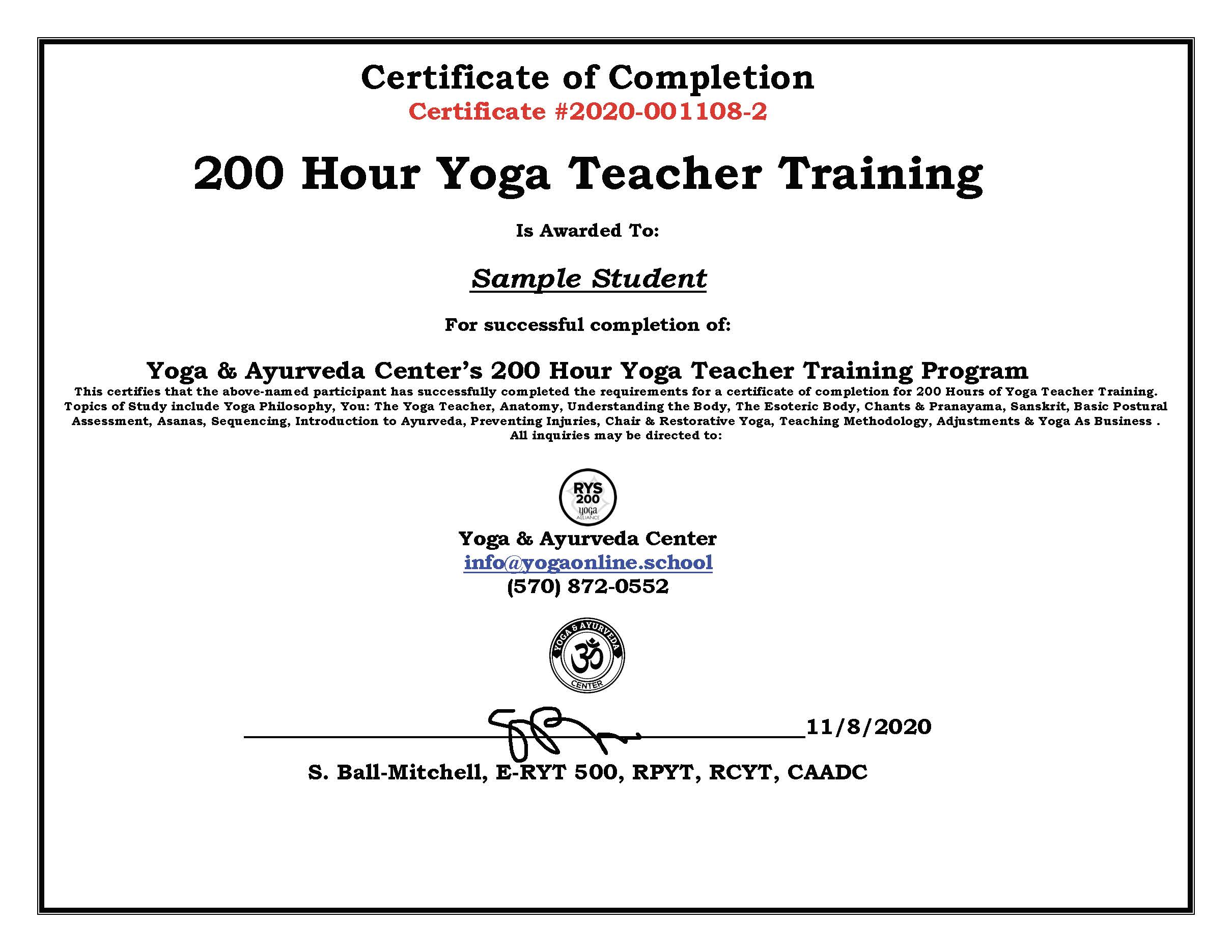 200 Hour Yoga Teacher Training Certification RYT 200