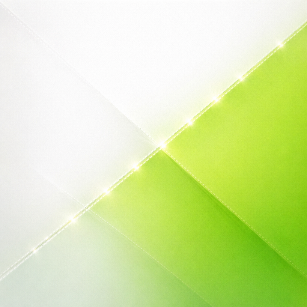 Abstract green and white luminous panels reconnecting along a glowing seam symbolizing repair and healthy boundaries in relationships.