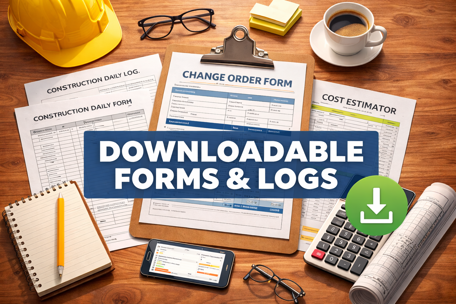 Downloadable change order forms and logs