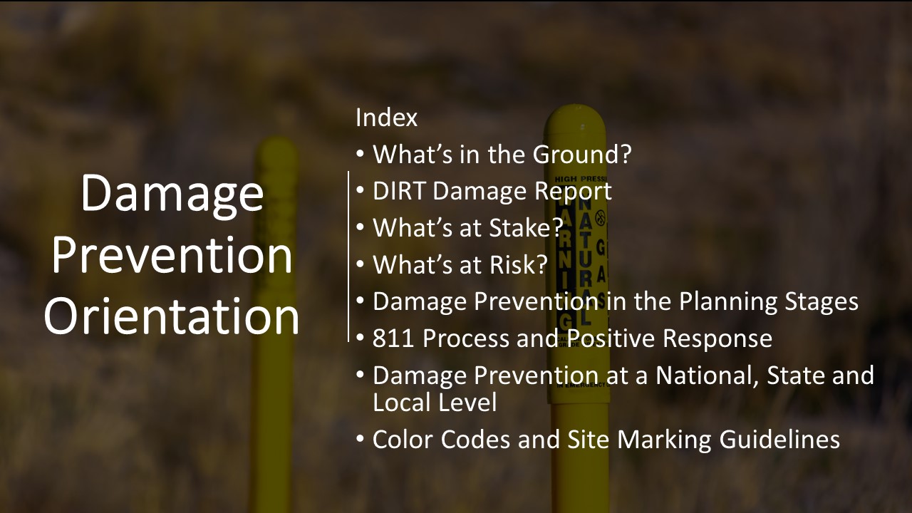 Damage Prevention Orientation and Site Marking Guidelines