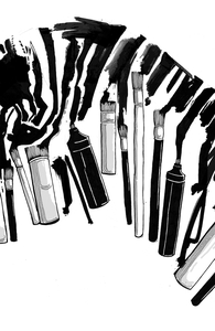 Brushes and Zebra: Small Zip Pouch