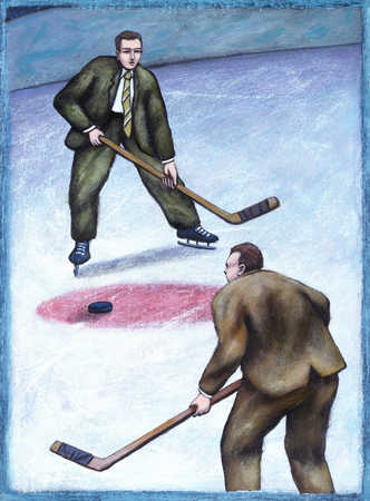 Executives Playing Hockey