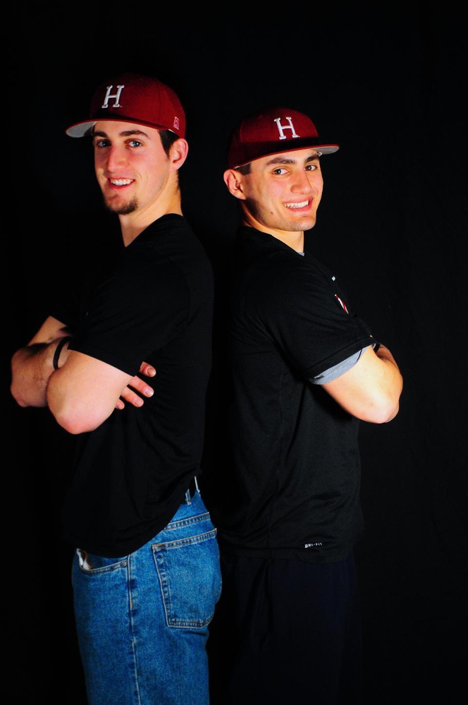 With two Ferreira brothers, Andrew (left) and Ethan, on the roster this year, the Harvard baseball team enters the 2012 campaign in search of retribution for a dismal 9-36 season. 