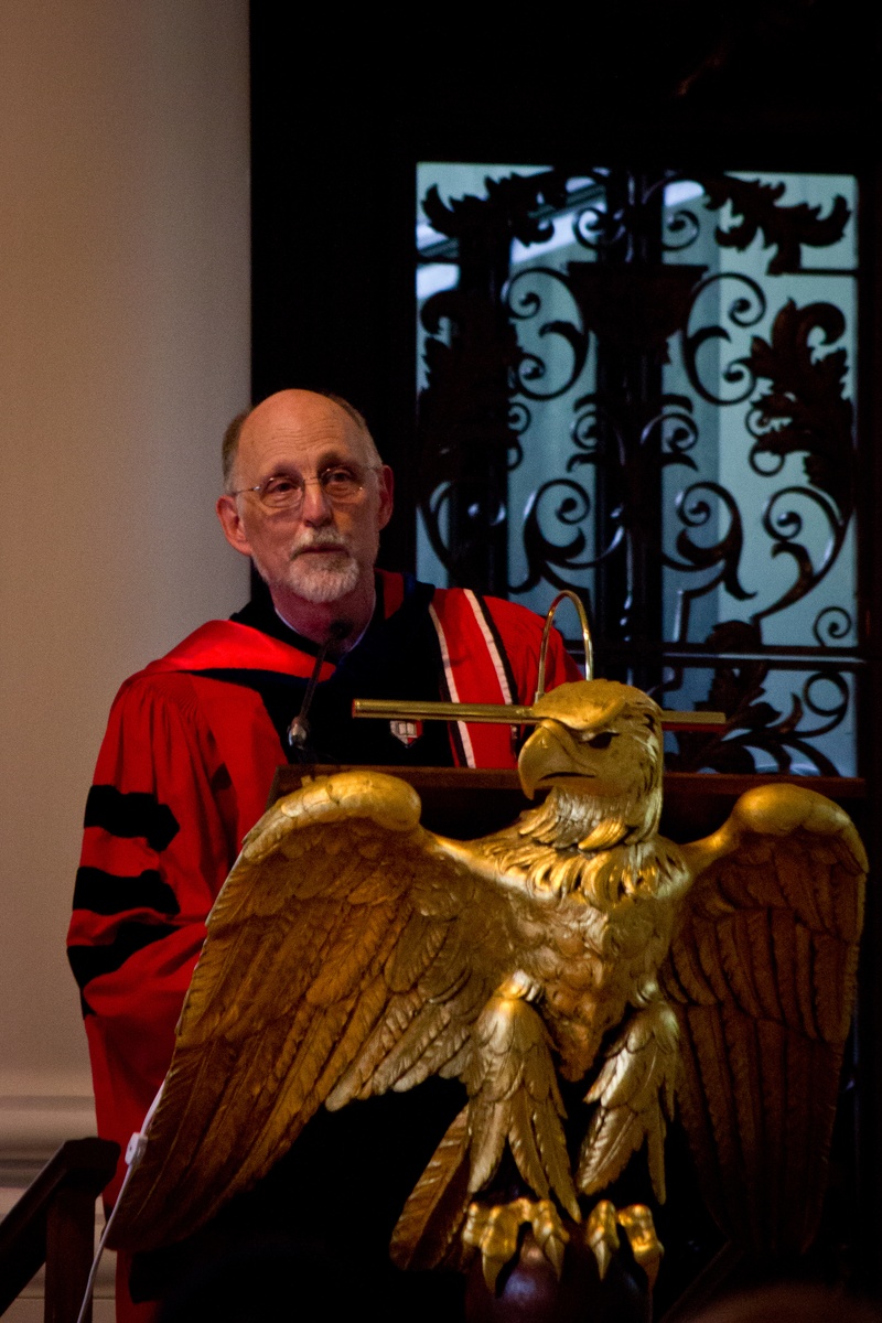 Professor Donald Pfister at the Freshman Convocation