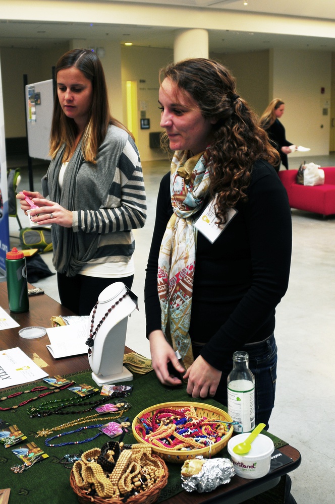Emily K Cunningham from Sweety Designs shows their products while offering opportunities for social entrepreneurship. The Igniting Innovation Summit has brought inspiring speakers and start-ups to Harvard this crispy Saturday.