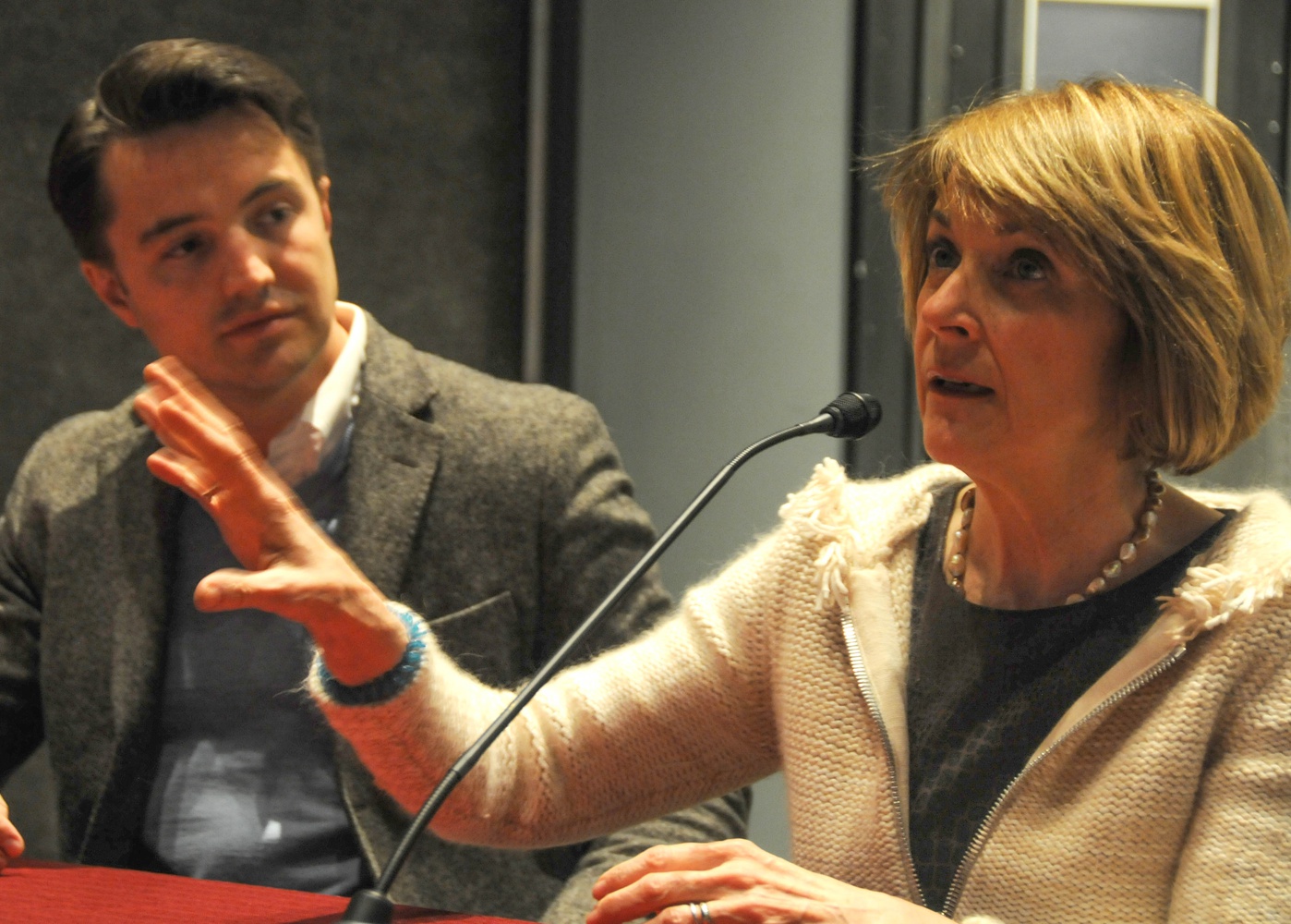 Martha Coakley, former Attorney General of Massachusetts, describes ways to make gender equality a stronger presence in the professional world. On the left is Hugo Van Vuuren, Expert in Residence at SEAS and Co-Founder of Xfund, a Harvard-based venture capital fund.