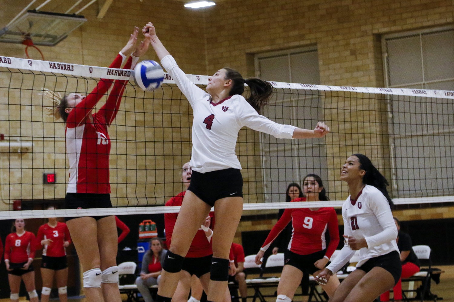  Junior co-captain Christina Cornelius prepares to provide backup as freshman outside hitter Mindie Mabry makes a play against conference rival Cornell during its 3-1 win on Sept. 29.  The team has a near perfectIvy League record, with only one loss.The team remains well positionedto claim an Ivy title, there is now less room for error than before.