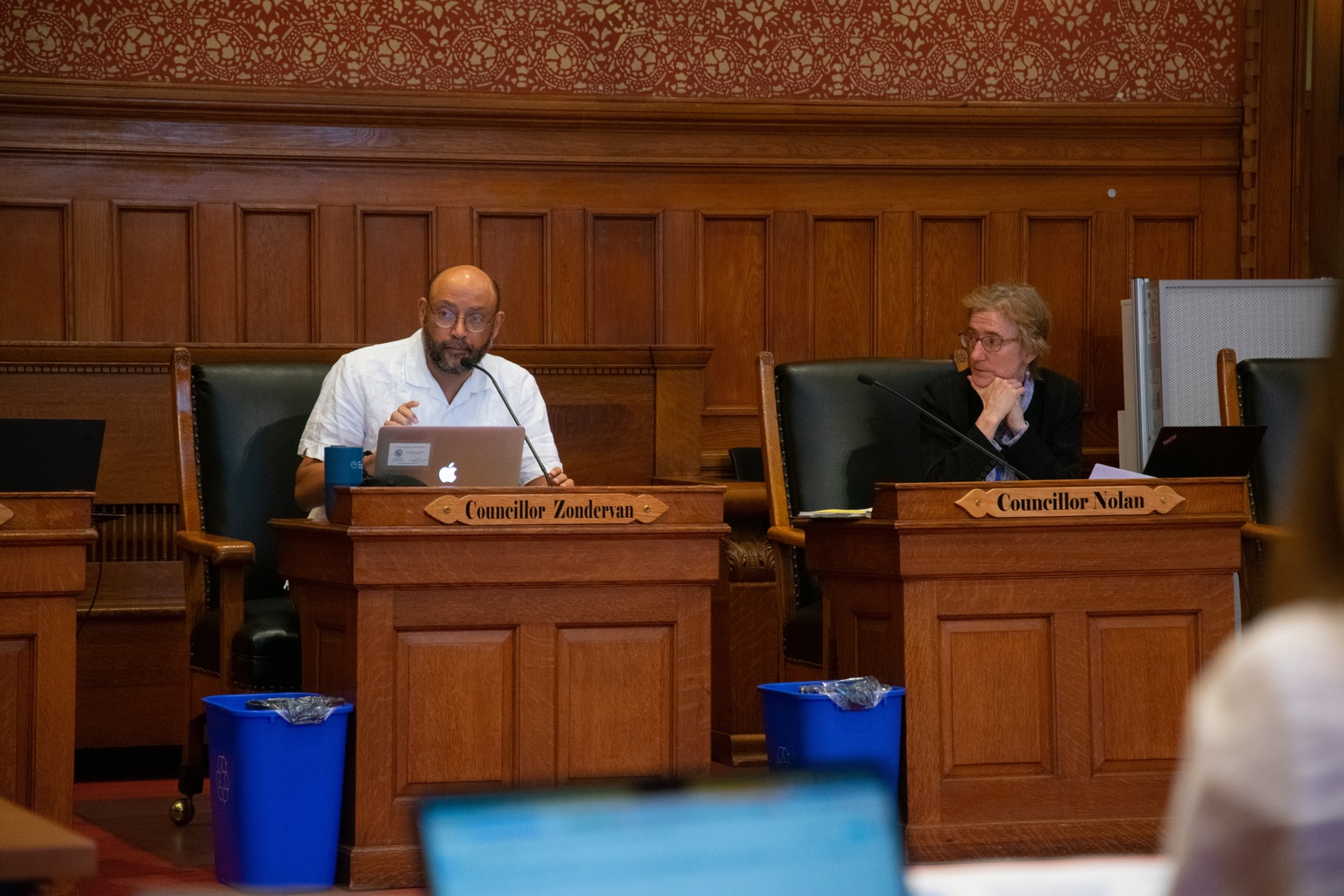 Cambridge City Councillors Quinton Zondervan and Patricia M. Nolan