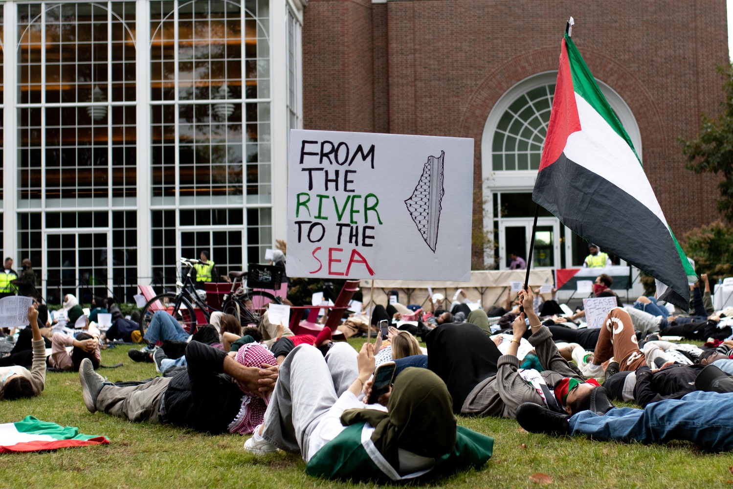 'From the River to the Sea' Sign at Die-In | News | The Harvard Crimson