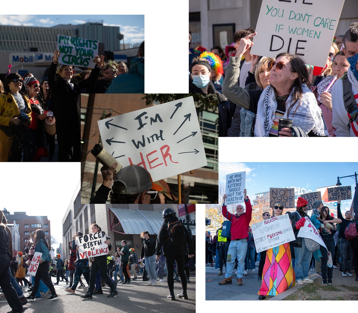 Signs at Men's Anti-Abortion March and Clown Counter-Protest ...