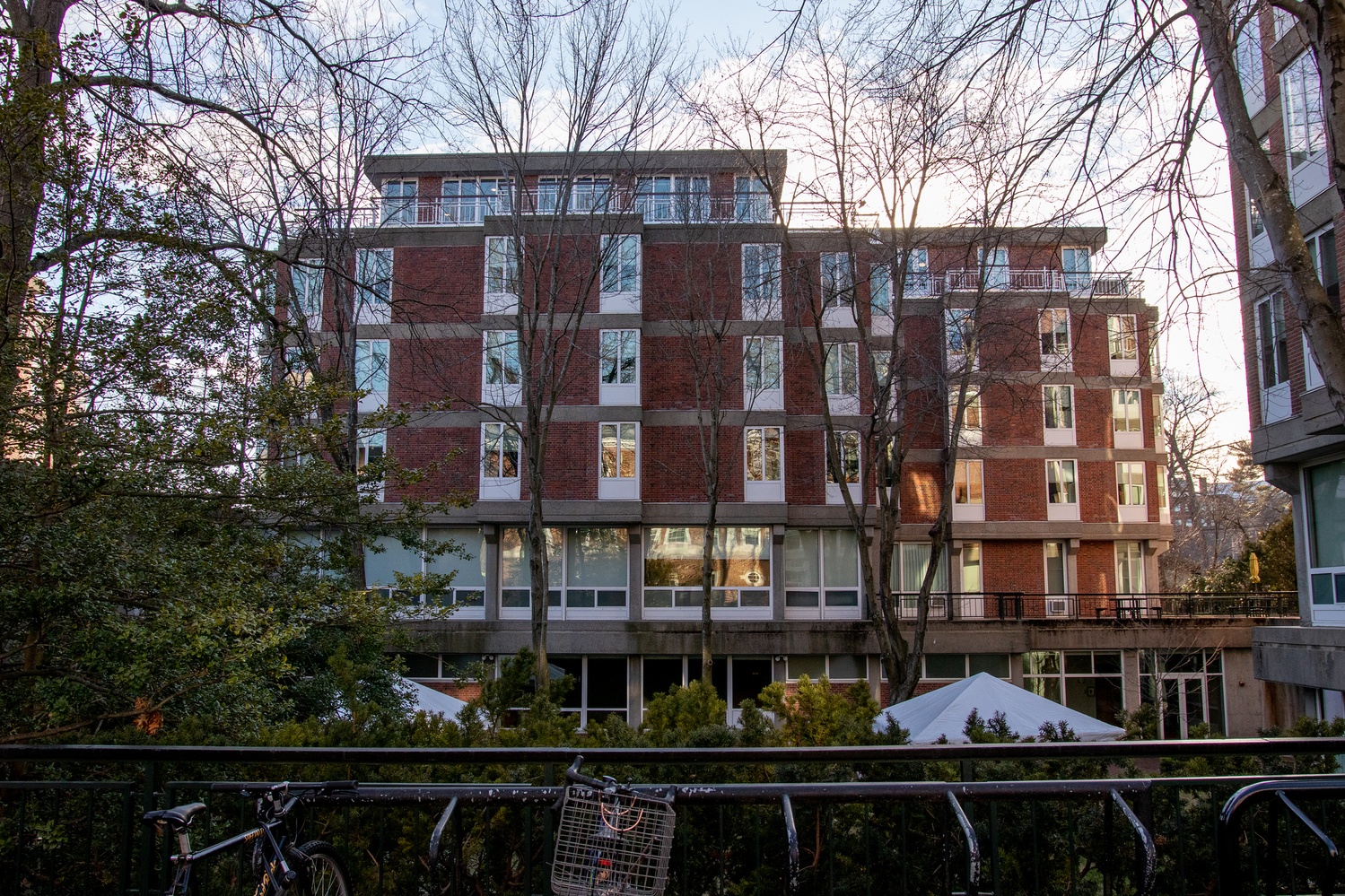 Currier House, an upperclassman dormitory, is located in the Radcliffe Quadrangle.