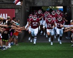 Harvard Football Enters Harvard Stadium for Harv v. Brown