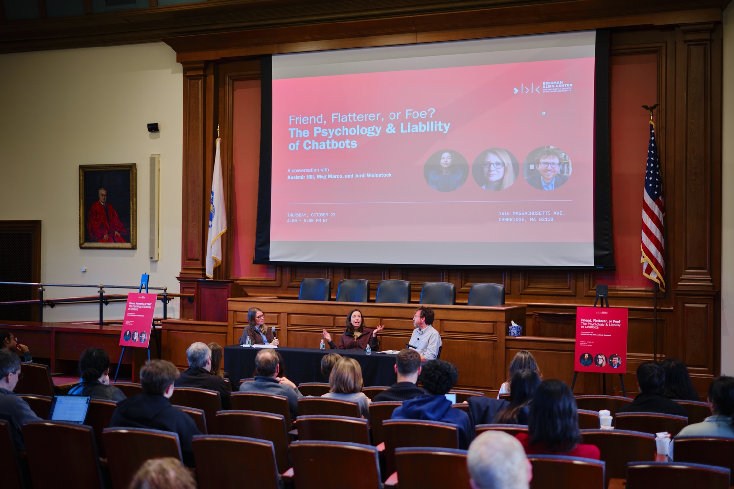 New York Times journalist Kashmir Hill joins the Berkman Klein Center's Meg Marco, Senior Director of the Applied Social Media Lab, and Jordi Weinstock, Senior Advisor to Harvard's Institute for Rebooting Social Media, for a conversation on the psychological effects of AI on users, platforms, and the law.