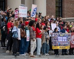 Demonstrators at a Rally sponsored by several Harvard Campus Unions Demonstrators at a Rally sponsored by several Harvard Campus Unions