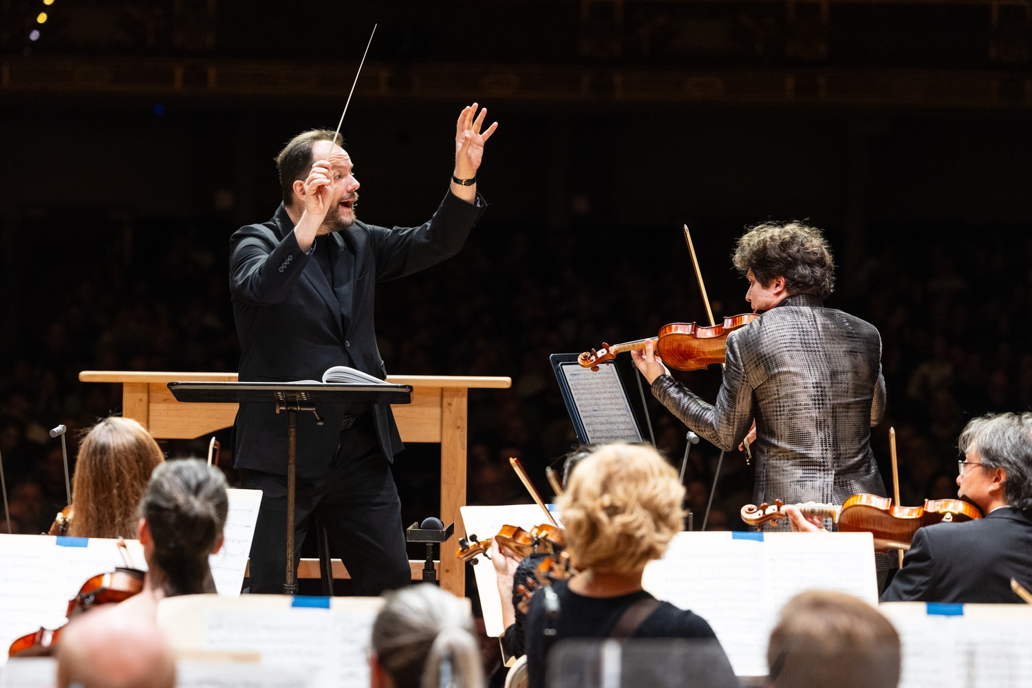 Andris Nelsons and Augustin Hadelich with the BSO.
