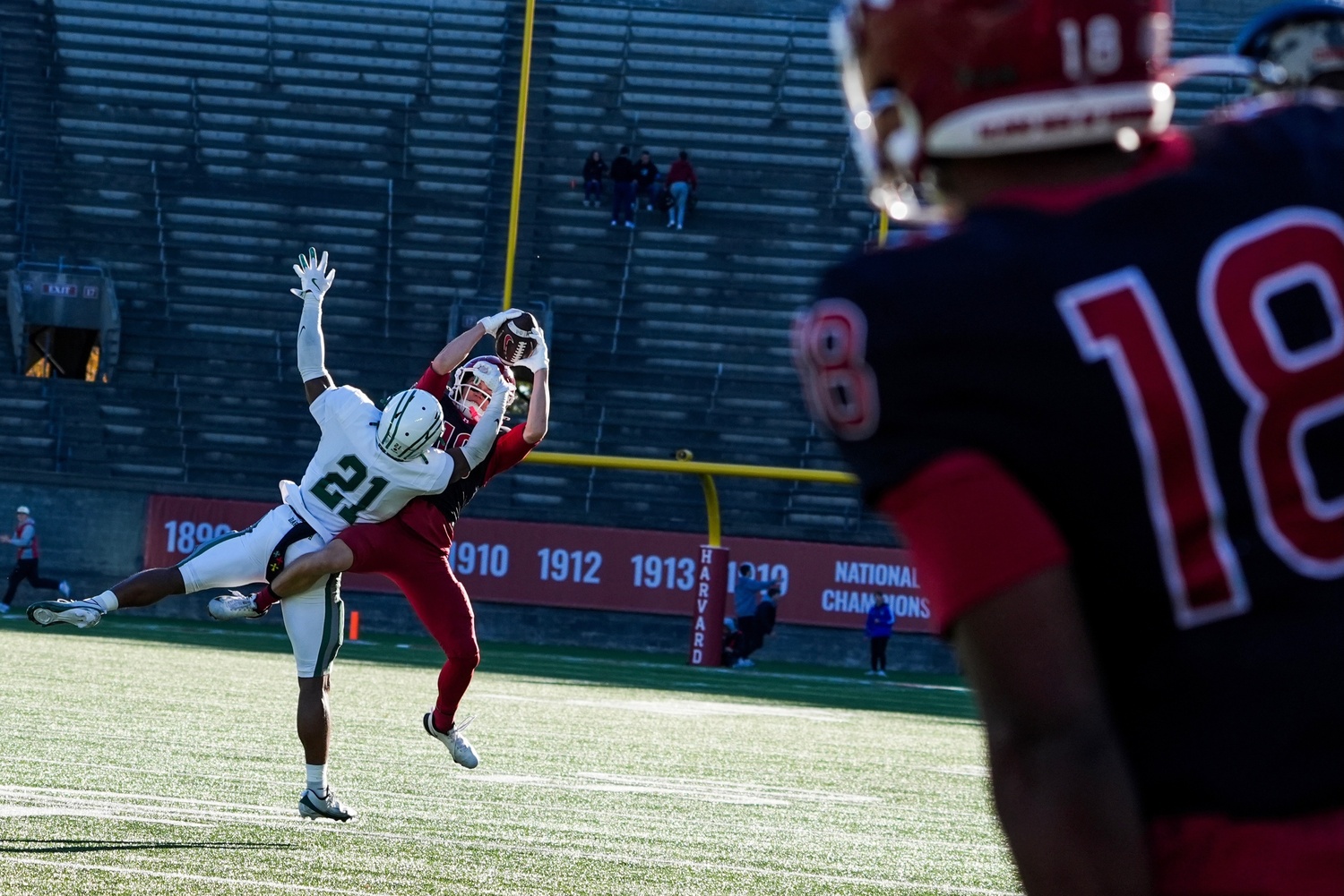 Senior Jaden Craig finds sophomore Brady Blackburn with a 39-yard pass.