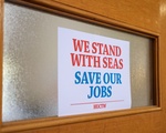 Harvard Union of Clerical and Technical Workers Signage Protesting Layoffs