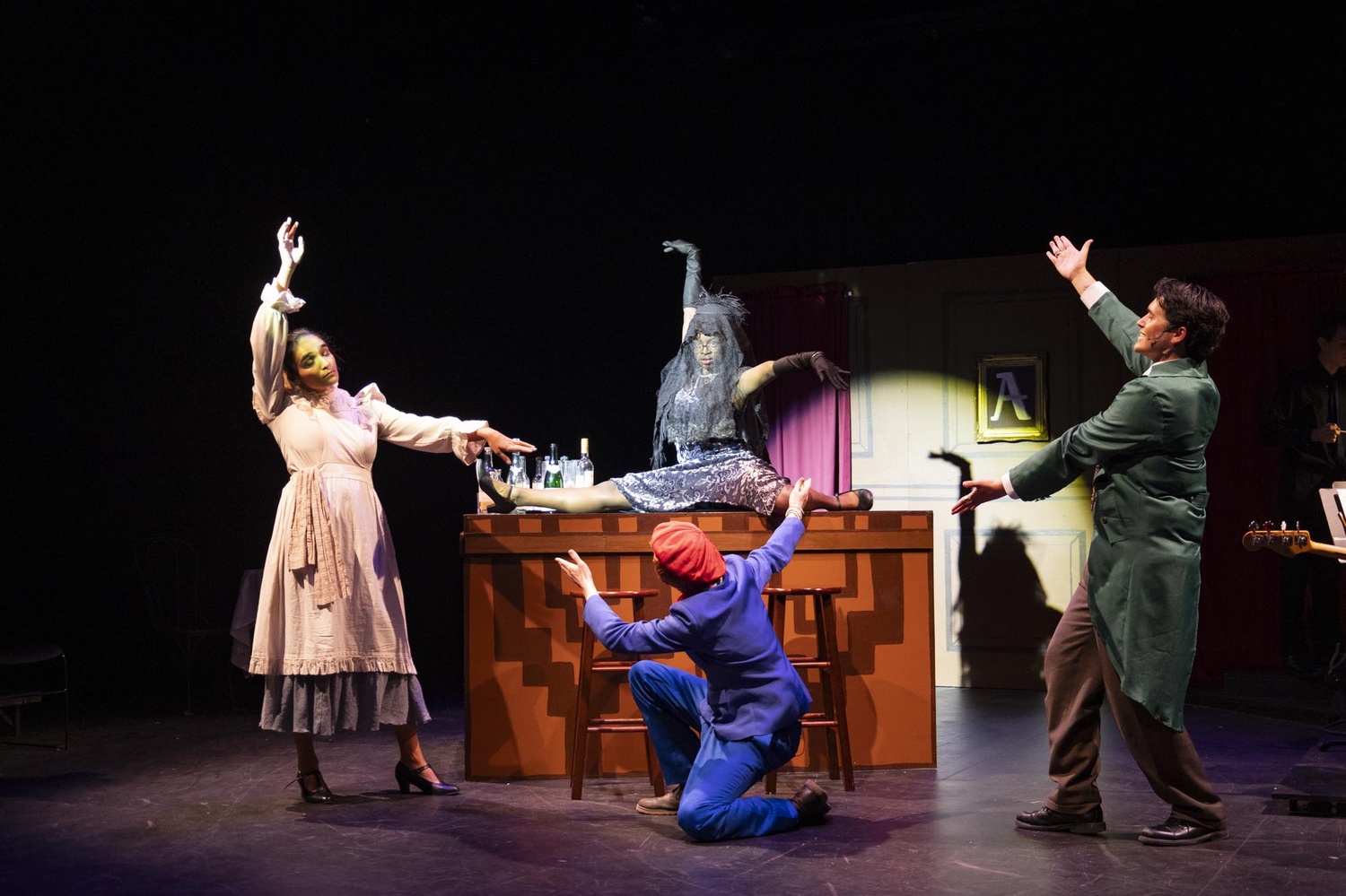 The cast of "Get a Clue" performing during a rehearsal.