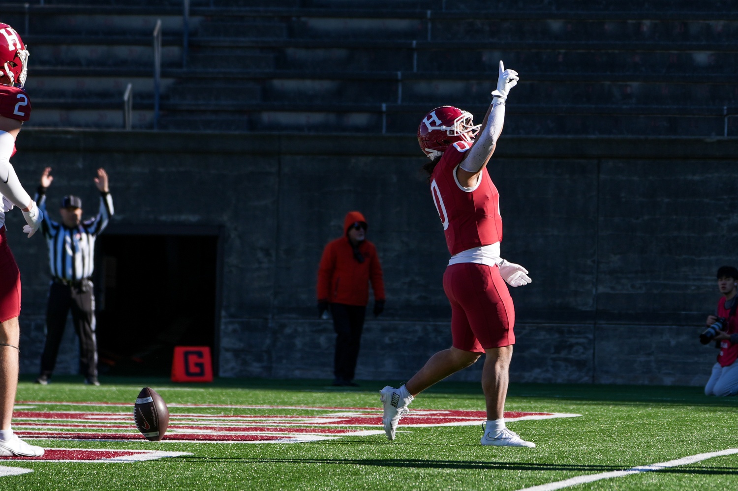Junior running back Xaviah Bascon celebrates after a touchdown.