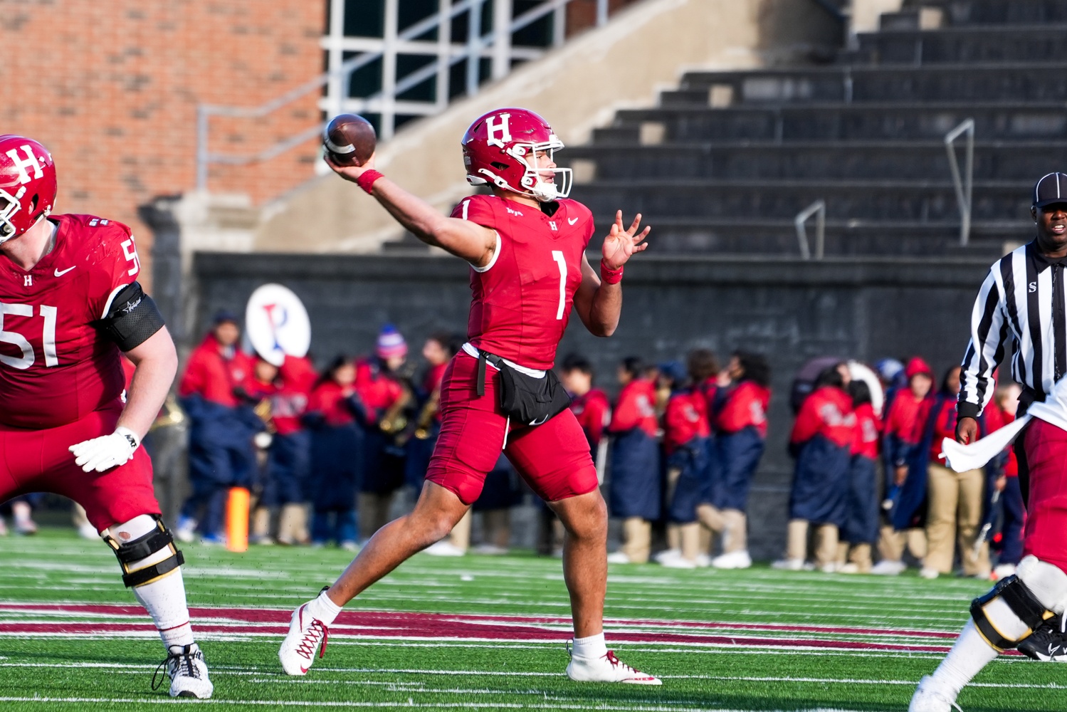 Quarterback Jaden Craig throws during the game against Penn.