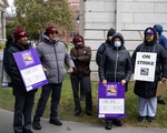 32BJ Custodians Strike - Picket by University Hall