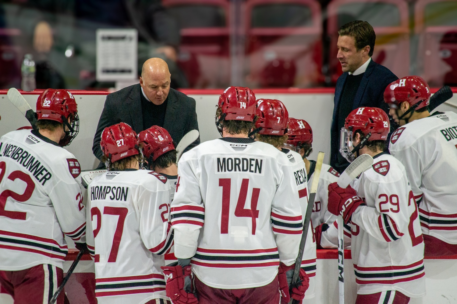 Ted Donato '91 becomes the winningest coach in Harvard hockey history, surpassing his old coach, Bill Cleary, with 325 career wins.