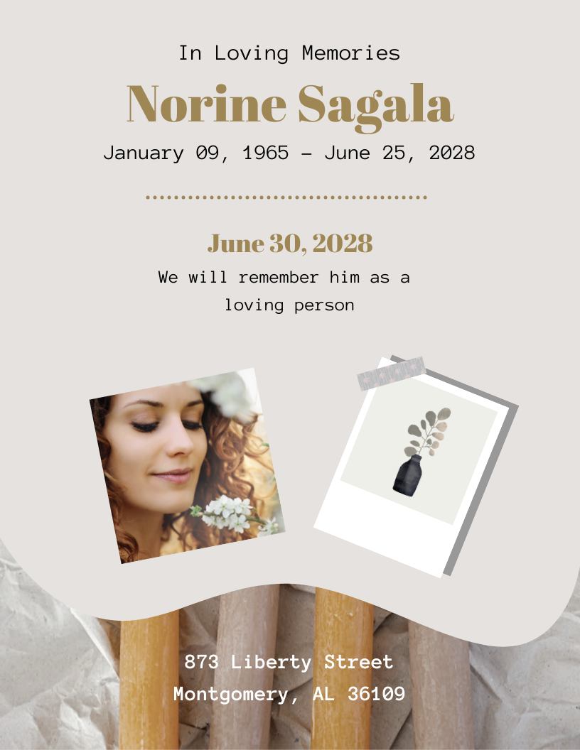 Gold And Gray Funeral Invitation