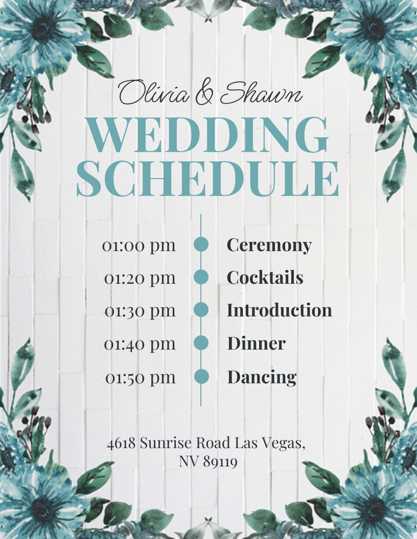 Light Grey Vintage Texture Wedding Schedule Template