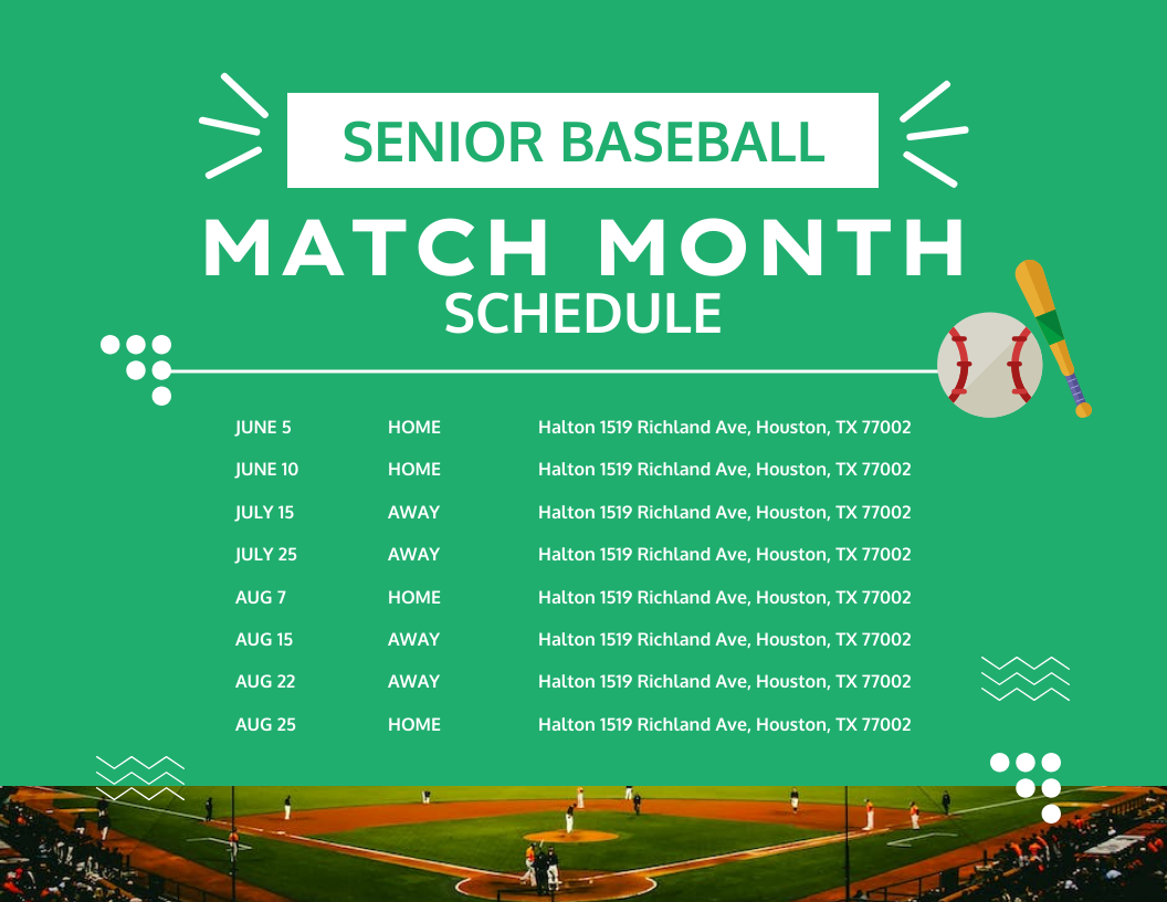 green-modern-baseball-match-schedule-template