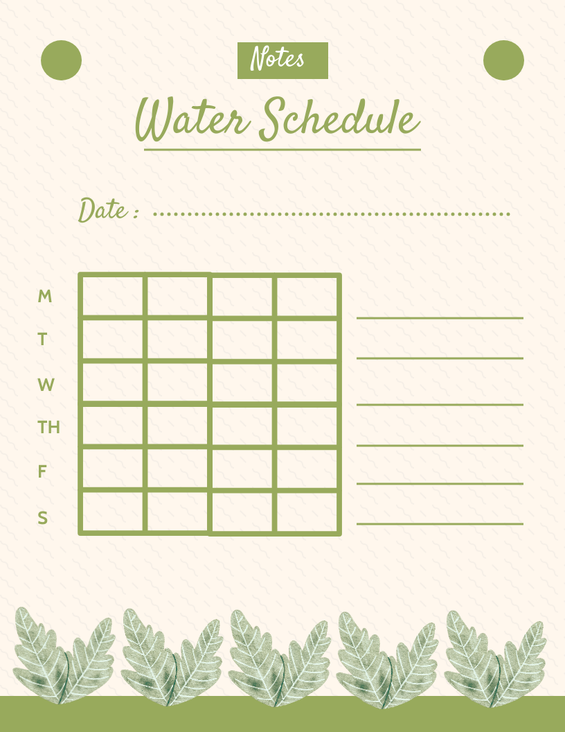 Simple Green Schedule Tracker Drink Water Template