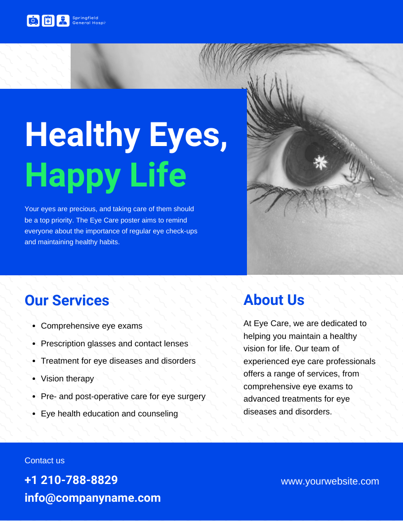 White and Blue Eye Care Services Poster Template