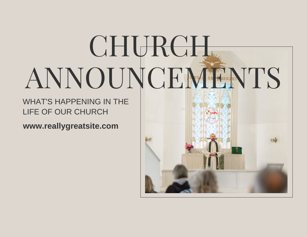 Beige Clean Modern Minimalist Announcement Church Presentation
