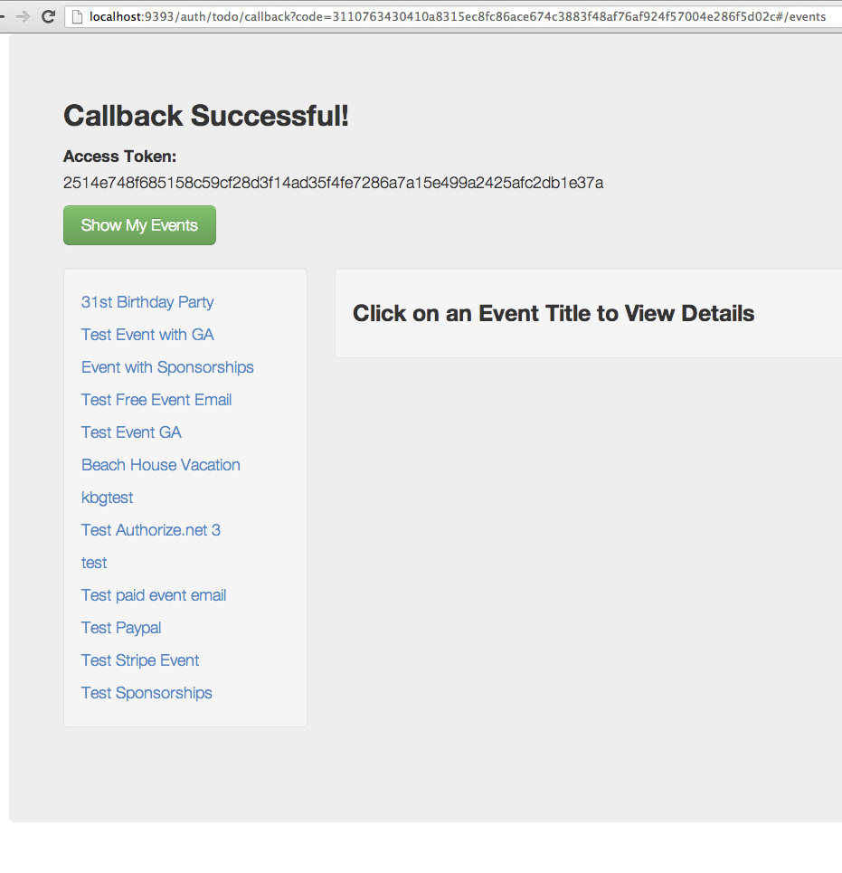 Screenshot of events Screenshot