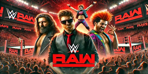 WWE Raw wrestling ring under red and black lights
