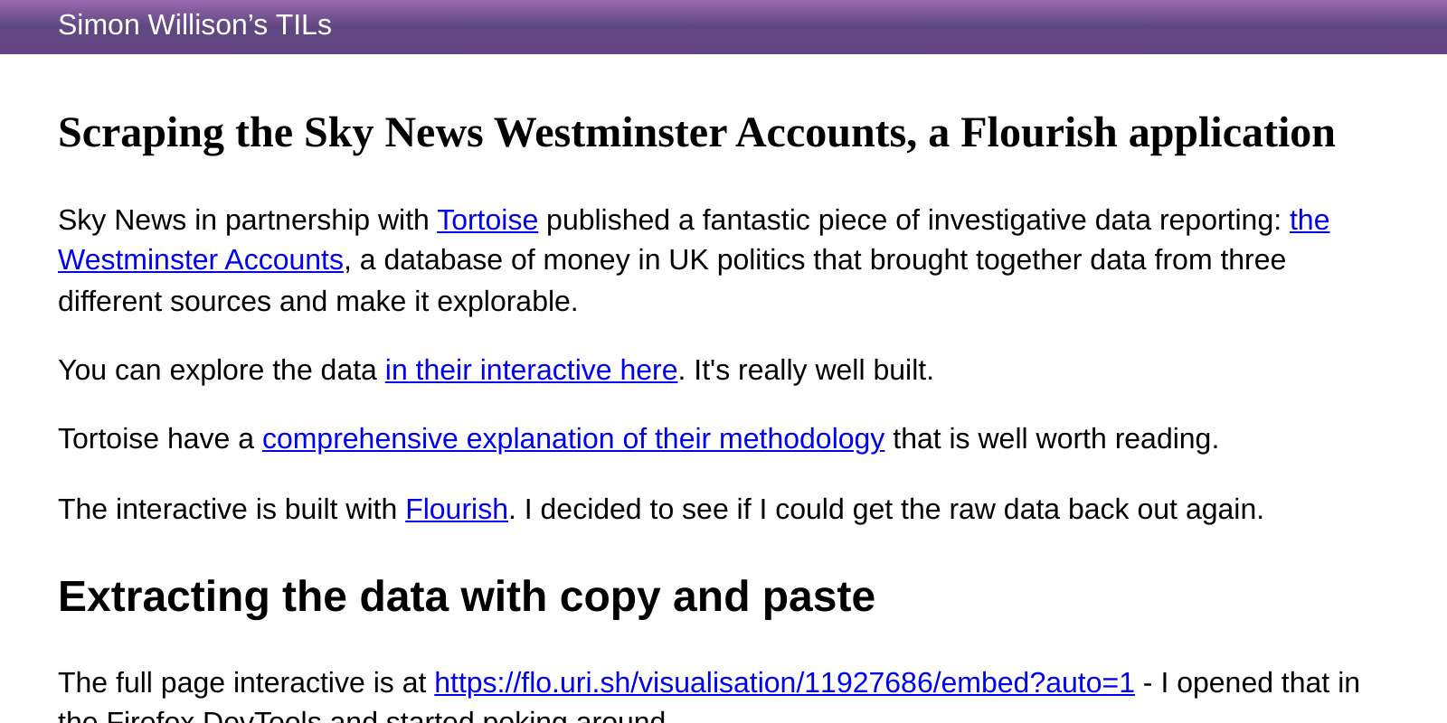 Scraping the sky news westminster accounts a flourish application