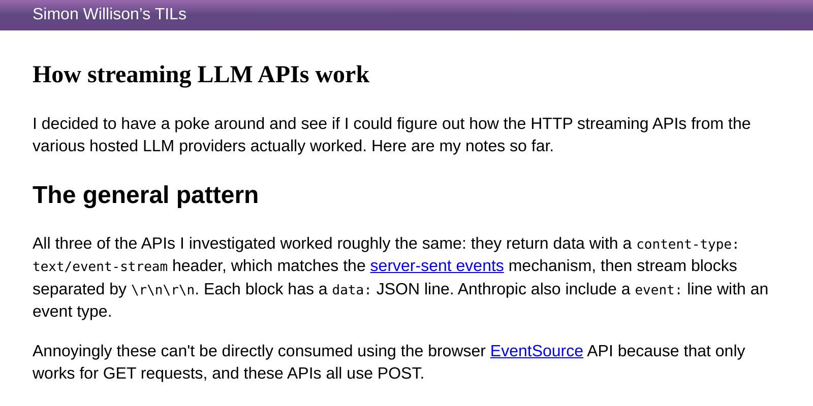 How streaming LLM APIs work (4 minute read)