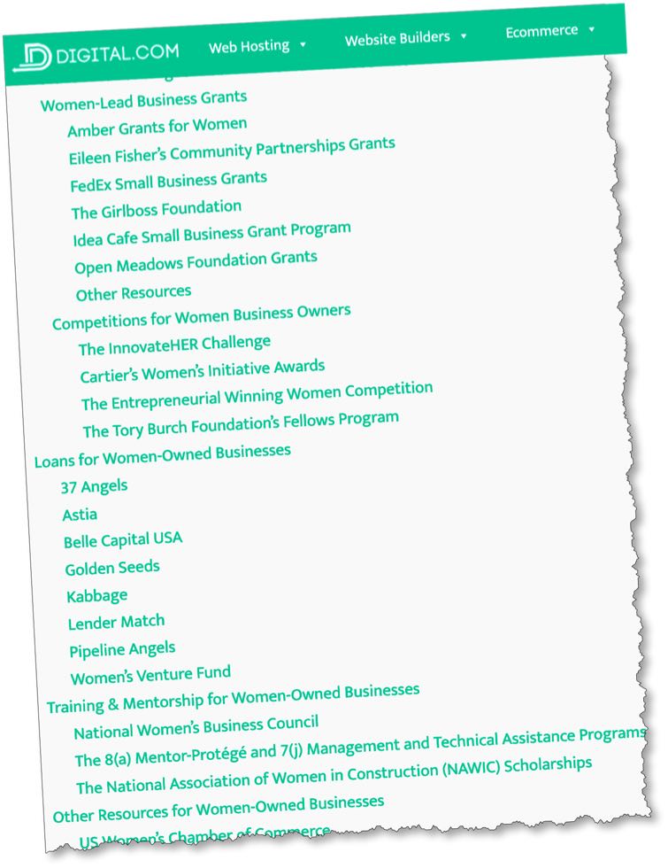list of resources for women startups