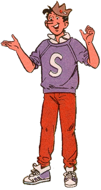 Jughead in his traditional hat, the whoopee cap, and "S" letter pullover