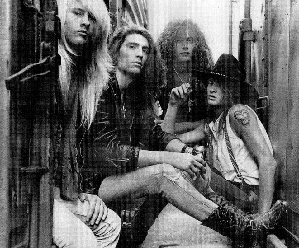 The original lineup in a 1988 promo. From left: Jerry Cantrell, Sean Kinney, Mike Starr, Layne Staley.