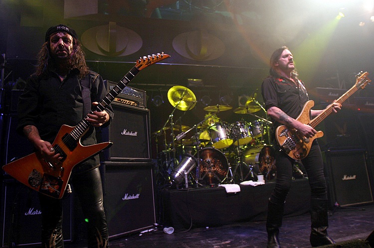Motörhead performing in May 2005; left to right: Phil Campbell, Mikkey Dee and Lemmy