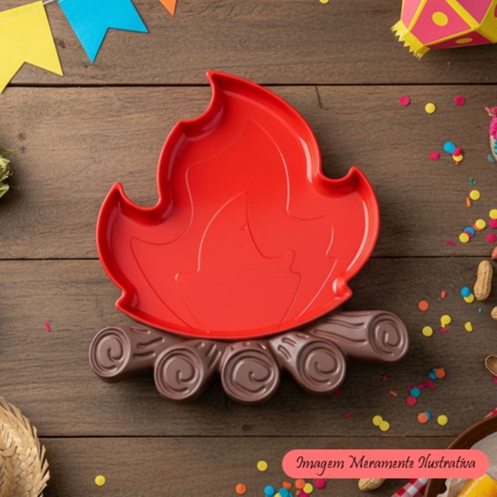 Bandeja Fogueira Vermelha - Festa Junina Decorativa Arraiá Mesa para Doces