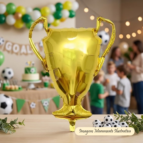 Balão Metalizado Trofeu Taça Dourada - 83 x 65 cm - Animare - Valor Unitário